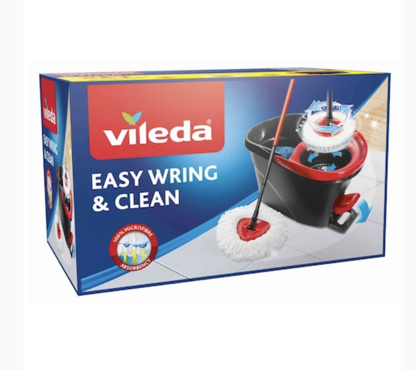 Vileda Easy Wring & Clean Spin Mop & Bucket Set With Foot Pedal Floor Mop With Spinning Wringer