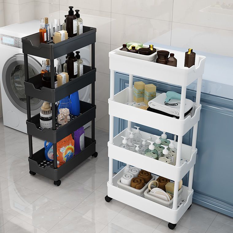 Plastic Storage Shelf with Wheels 4 Layers