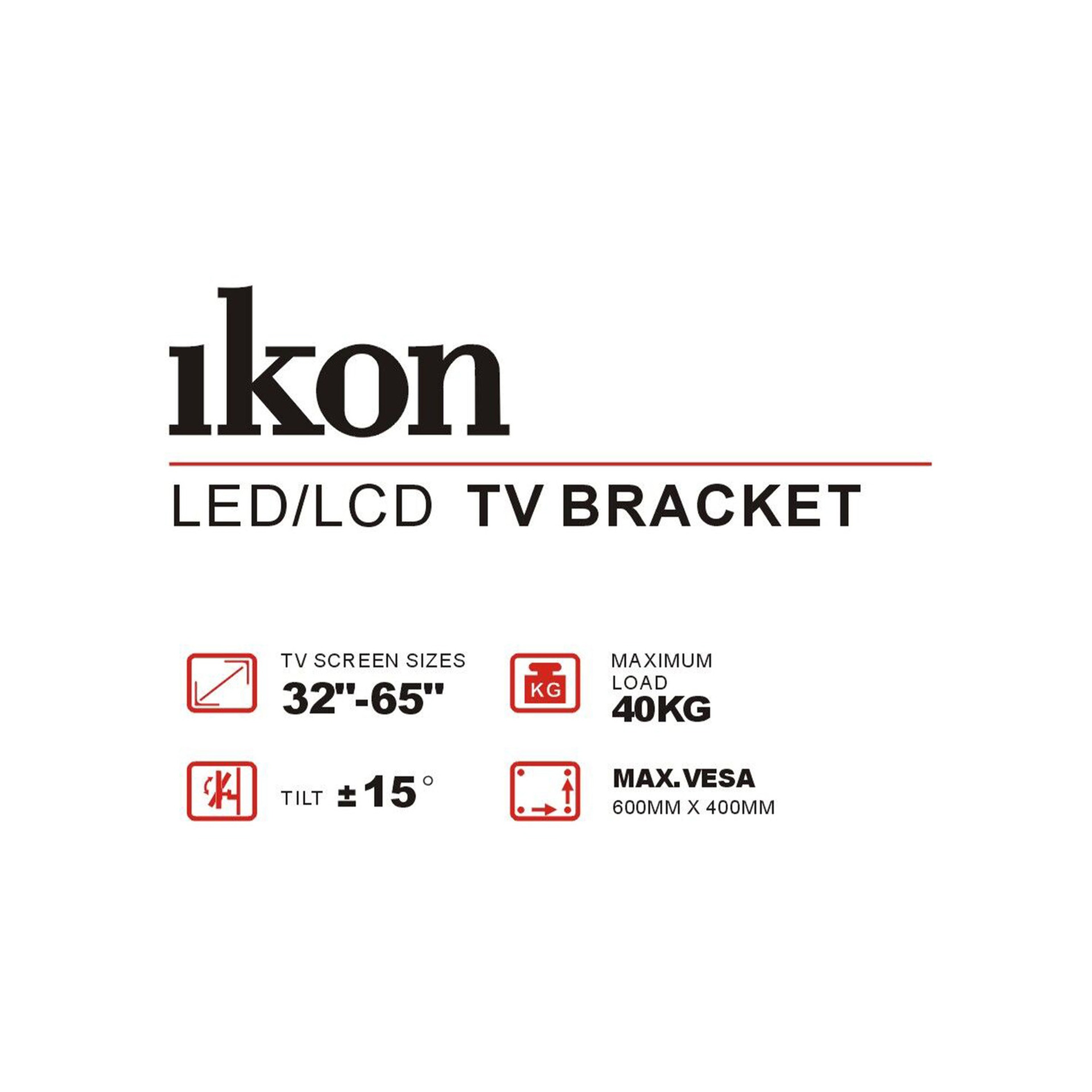 Ikon Tilt TV Wall Bracket, 32 to 65 inches, Black, IK-TS03